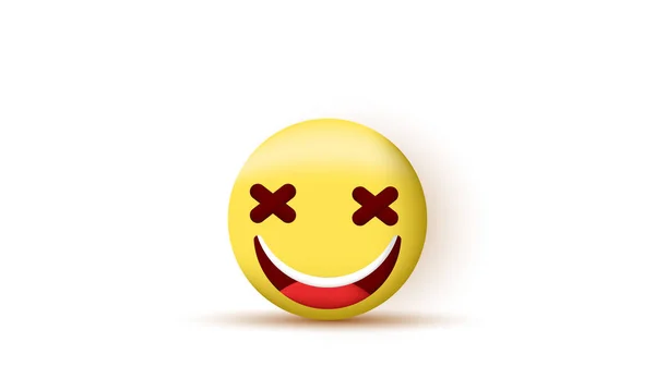 Design Ícone Sorriso Emoji Amarelo Realista Isolado — Vetor de Stock