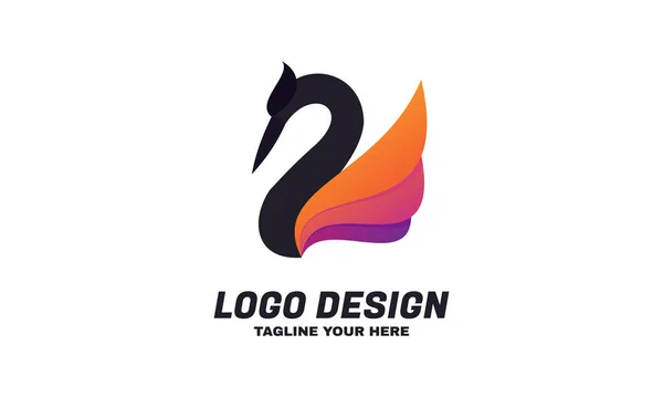 Stock Vektor Abstraktní Ptačí Husí Logo Design Vzor Část — Stockový vektor