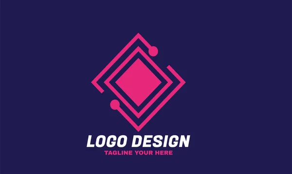 Λογότυπο Εικονίδιο Σχεδιασμός Τεχνολογία Πρότυπο Αφηρημένη Γραμμή Σύνδεση Τετράγωνο Διάνυσμα — Διανυσματικό Αρχείο