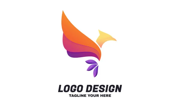 Vector Stock Pájaro Abstracto Phoenix Logo Design Template — Archivo Imágenes Vectoriales