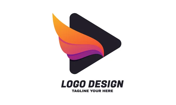 Logotipo Triângulo Vetorial Estoque Com Asas Cor Preta — Vetor de Stock
