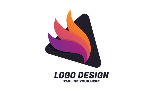 Stock Vector Triángulo Logotipo Con Alas Color Negro Parte — Archivo Imágenes Vectoriales