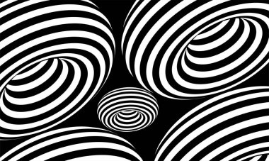 soyut çizgiler dalgalı optik sanat siyah monokrom çizgileri vektör illüstrasyon bölüm 7