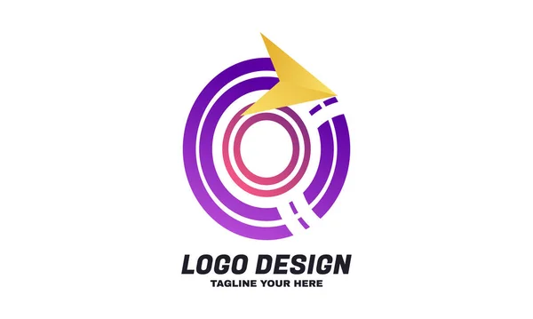 Stock Vector Flecha Negocio Logotipo Diseño Plantilla Con Concepto Cinta — Archivo Imágenes Vectoriales