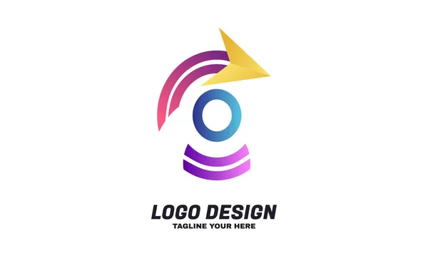 Modelo Design Logotipo Negócio Seta Vetorial Ações Com Conceito Fita — Vetor de Stock