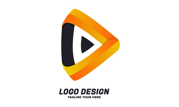 Estoque Vetor Criativo Triângulo Jogar Mídia Logotipo Modelo Design — Vetor de Stock