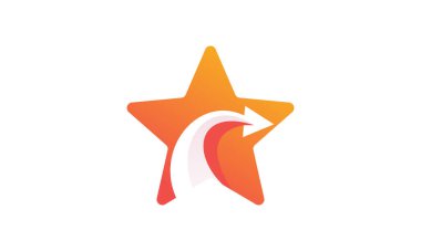 Stok çizimi müthiş soyut gradyan yıldız ok logosu tasarım şablonu