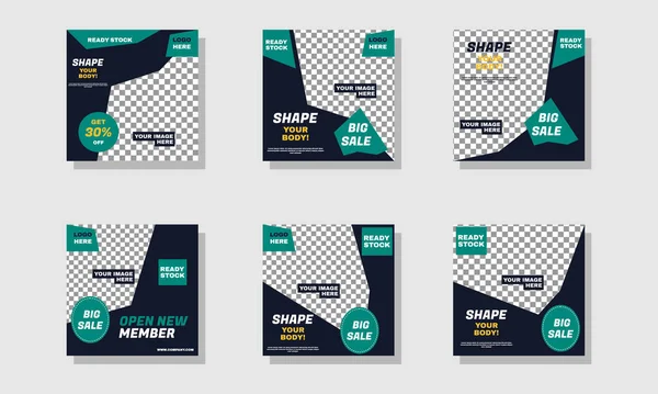 düzenlenebilir minimum kare pankart tasarımı stok vektör seti şablonu donanma ve turuncu arkaplan rengi bölüm 15