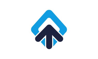 Mavi ve lacivert logo tasarımı ilham veren soyut finansal mülkiyet binası.