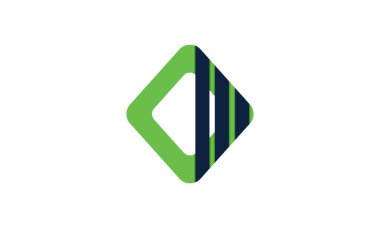 Yeşil ve lacivert logo tasarımı ilham veren soyut finansal çizimler.