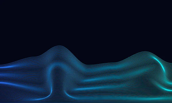 Impressionante Ilustração Abstrato Digital Paisagem Fluindo Partículas Cibernéticas Tecnologia Fundo —  Vetores de Stock