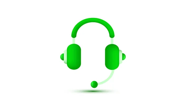 Πράσινο Εικονίδιο Ακουστικών Απόδοση Λευκό Απομονωμένο Διάνυσμα — Διανυσματικό Αρχείο