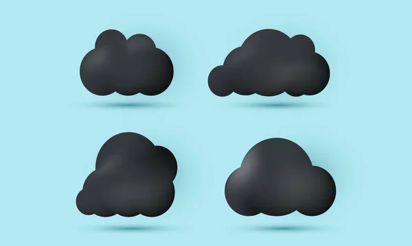 Реалістичний Значок Чорні Хмари Набір Ізольовані Векторі — стоковий вектор