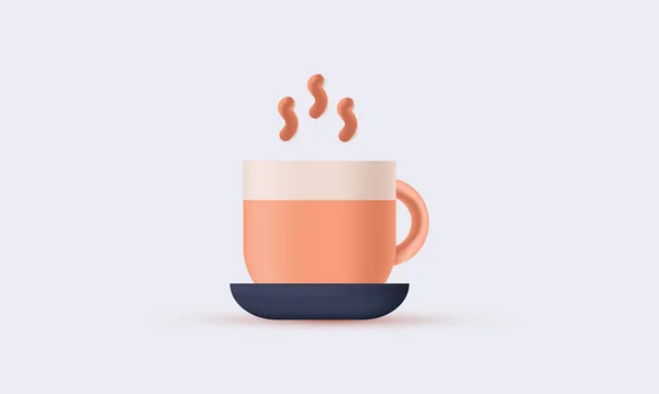 Realistický Šálek Kávy Izolované Bílém Ikonu — Stockový vektor