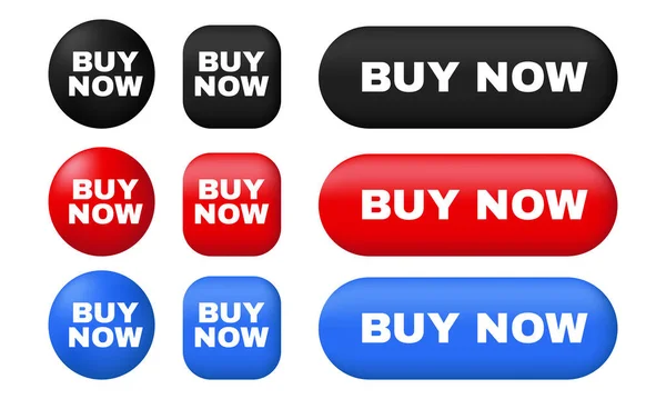 Único Conjunto Comprar Agora Botões Colorido Isolado Vetor —  Vetores de Stock