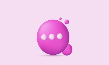 Vektör üzerinde izole edilmiş eşsiz gerçekçi kabarcık neon 3d tarzı pembe konsept