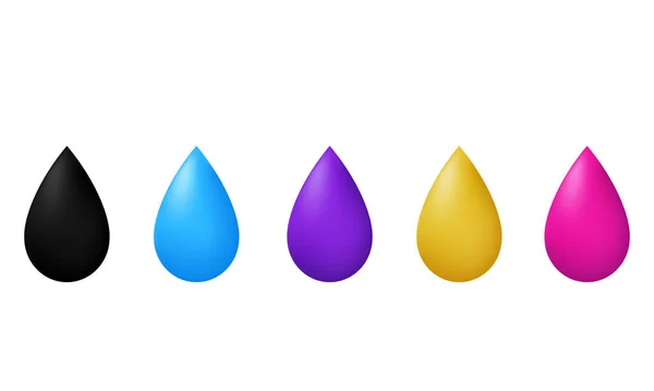 Unikalny Zestaw Renderować Kolorowe Ikony Kropli Wody Izolowane Wektorze — Wektor stockowy
