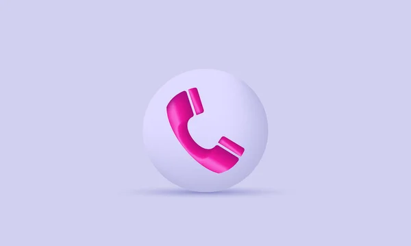 Único Ícone Telefone Branco Rosa Isolado Vetor — Vetor de Stock