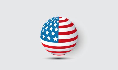 Eşsiz ABD bayrak dairesi düz biçim simgesi arkaplanda izole edildi. Moda ve modern vektör 3d biçiminde.