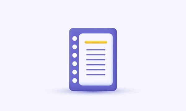 Unique Document Réaliste Notepad Icône Isolé Sur Fond Vecteur Mode — Image vectorielle