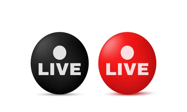 Unico Realistico Social Media Due Live Streaming Icona Design Isolato — Vettoriale Stock