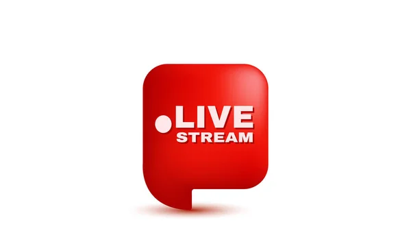 Unik Realistisk Röd Tal Bubbla Live Stream Text Bom Design — Stock vektor