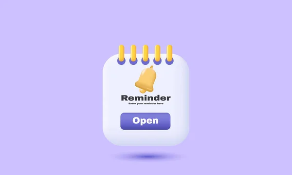 Benzersiz gerçekçi hatırlatıcı 3d uyarı sayfası vektör üzerinde yüzüyor