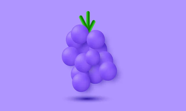 Unique Grape Cartoon Style Floating Minimal Isolated Background Trendy Modern — Archivo Imágenes Vectoriales