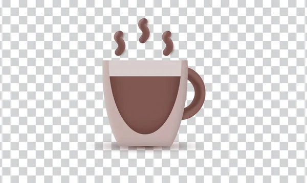 Unique Brown Glass Coffee Cute Icon Design Isolated Transparant Background — Stock vektor