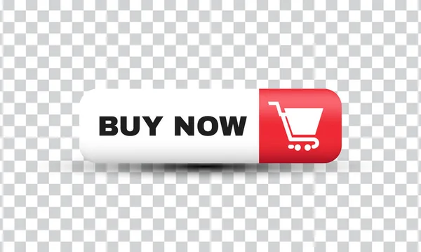 Μοναδικό Buy Now Button Red Shopping Icon Design Isolated Transparant — Διανυσματικό Αρχείο