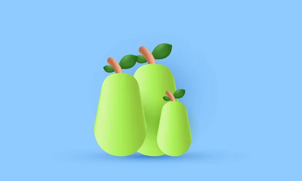 Unique Yellow Cute Three Pear Design Isolated Background Trendy Modern — Wektor stockowy