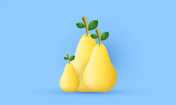 Unique Yellow Cute Three Pear Design Isolated Background Trendy Modern — Vector de stock