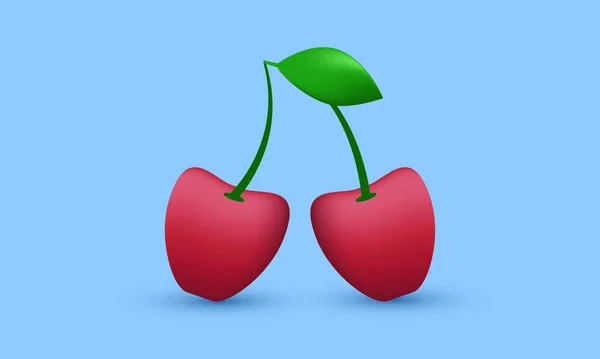 Unique Cherry Realistic Fruit Design Icon Isolated Background Trendy Modern — Stock vektor