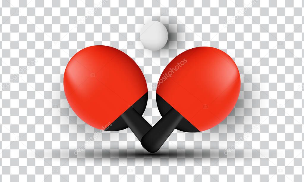 unique 3d red table tennis racket icon design isolated on transparant background.Trendy and modern vector in 3d style.