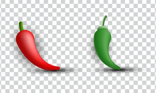 Unique Two Chili Red Green Icon Design Isolated Transparant Background — Stock vektor