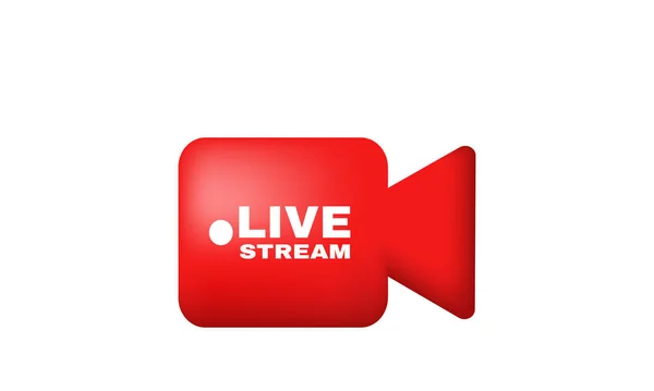 Unique Realistic Red Live Video Streaming Icon Design Isolated — Stok Vektör