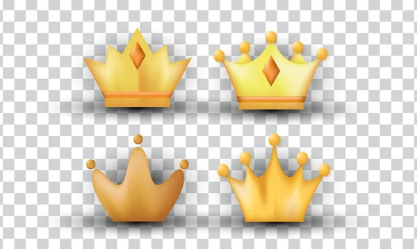 Unique Set Collection Modern Yellow Crown Icon Design Isolated Transparant — Vector de stock