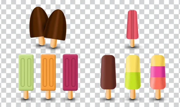 Unique Set Minimalist Ice Cream Object Design Icon Isolated Transparant — Stockvector