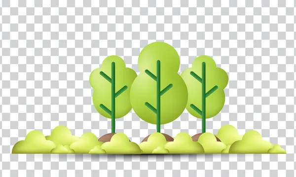 Unikalny Kreatywny Styl Zielone Drzewo Ikona Izolowane Przejrzystym Tle Trendy — Wektor stockowy