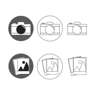 Beyaz arkaplanda simge kamerası seti