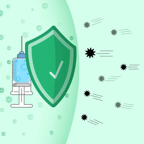 Mikrop saldırısını önleyen bir şırınga ve kalkan konsepti..