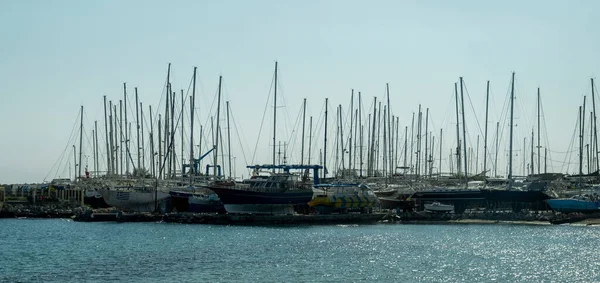 Ships Yacht Kolona Harbor Rhodes Greece — стокове фото