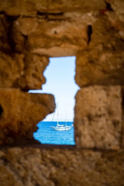 Blick Auf Die Segeljacht Aus Einem Fenster Naillac Tower — Stockfoto