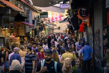 Turkey Old Market near Misir carsisi or Bazar. Crowded with people before the holidays