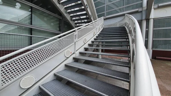 White Colored Metal Stairs Day Daylight — Zdjęcie stockowe