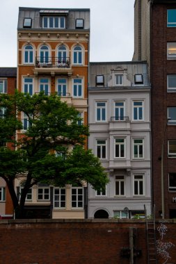  Old vintage buildings in the city Hamburg.in day light.