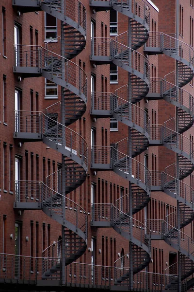 Back Stairs Buildings Historic Port Hamburg Sea Port River Elbe — 图库照片#