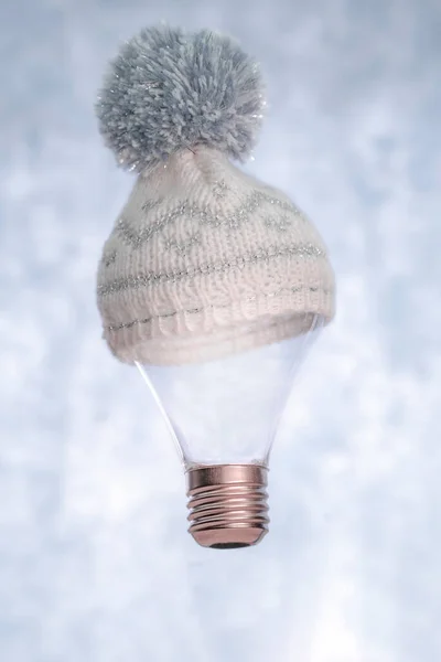 Lampe Avec Chapeau Laine Hiver Éclairage — Photo