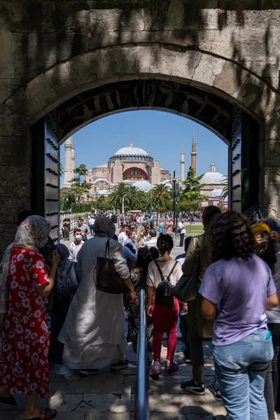 Vstupních Dveří Modré Mešity Kde Byla Vidět Hagia Sophia Velká — Stock fotografie
