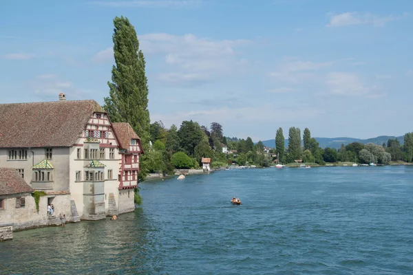 Centro Medieval Cidade Stein Rhein Mantém Antigo Plano Rua Muralha — Fotografia de Stock